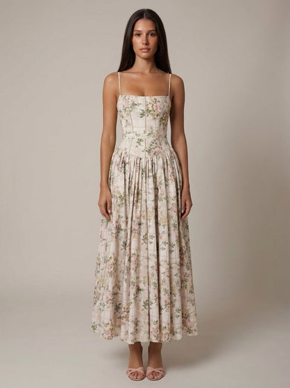 Women's Floral V-Neck Summer Midi Dress for Wedding Guests