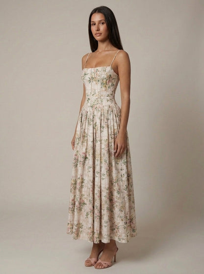 Women's Floral V-Neck Summer Midi Dress for Wedding Guests