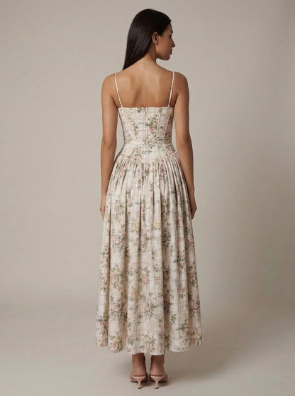 Women's Floral V-Neck Summer Midi Dress for Wedding Guests