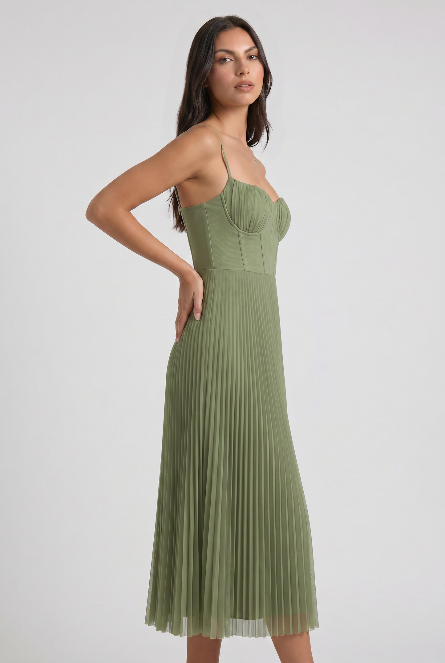 Women's Green Floral V-Neck Cocktail Midi Dress for Summer