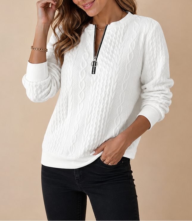 Women's Half Zip Cable Knit Pullover Sweater for Winter