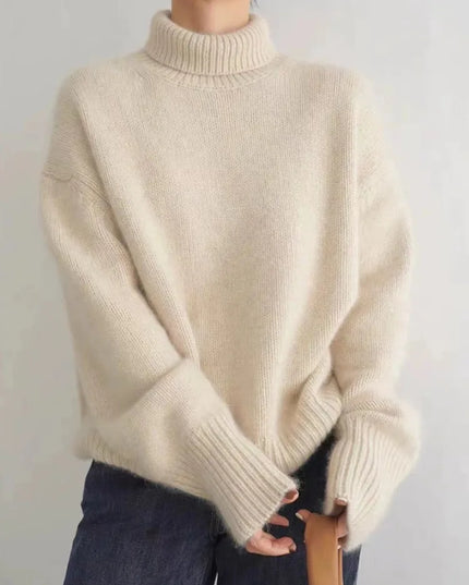 Women's High Neck Turtleneck Knit Sweater in Cashmere Blend