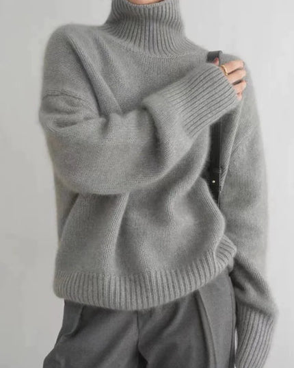 Women's High Neck Turtleneck Knit Sweater in Cashmere Blend