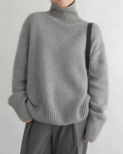 Women's High Neck Turtleneck Knit Sweater in Cashmere Blend
