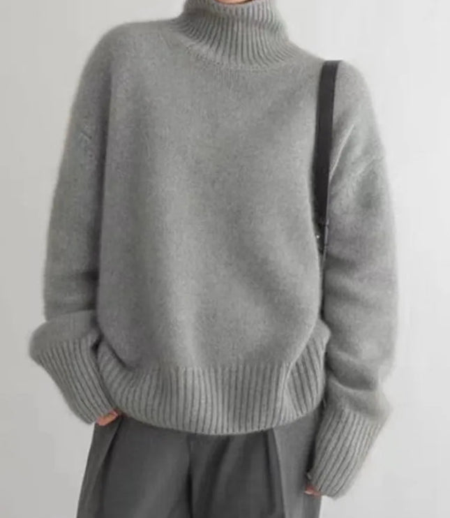 Women's High Neck Turtleneck Knit Sweater in Cashmere Blend
