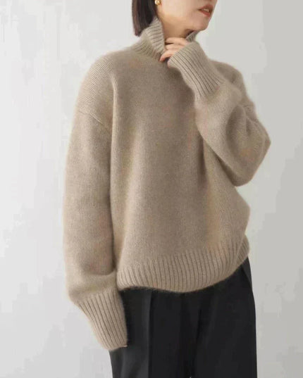 Women's High Neck Turtleneck Knit Sweater in Cashmere Blend