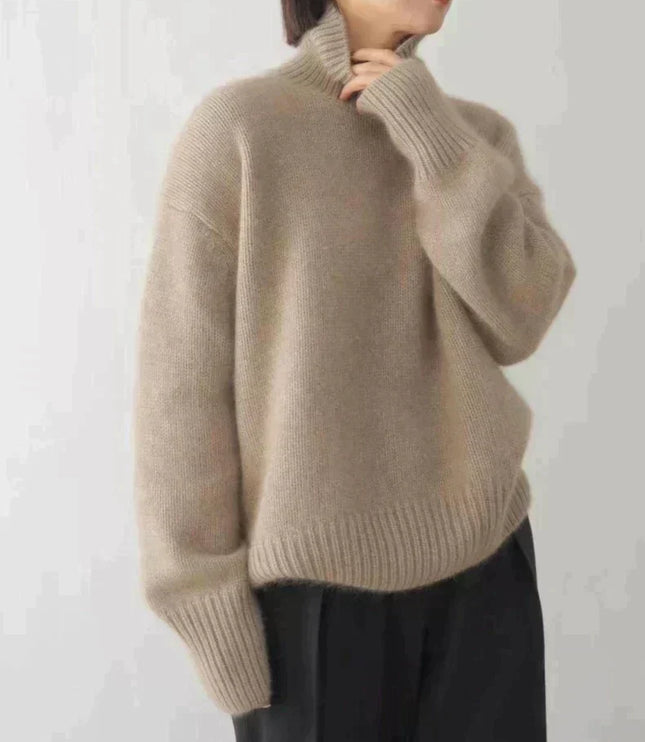 Women's High Neck Turtleneck Knit Sweater in Cashmere Blend