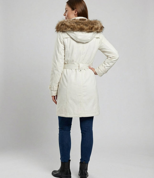 Women's Hooded Faux Fur Insulated Long Winter Parka Coat
