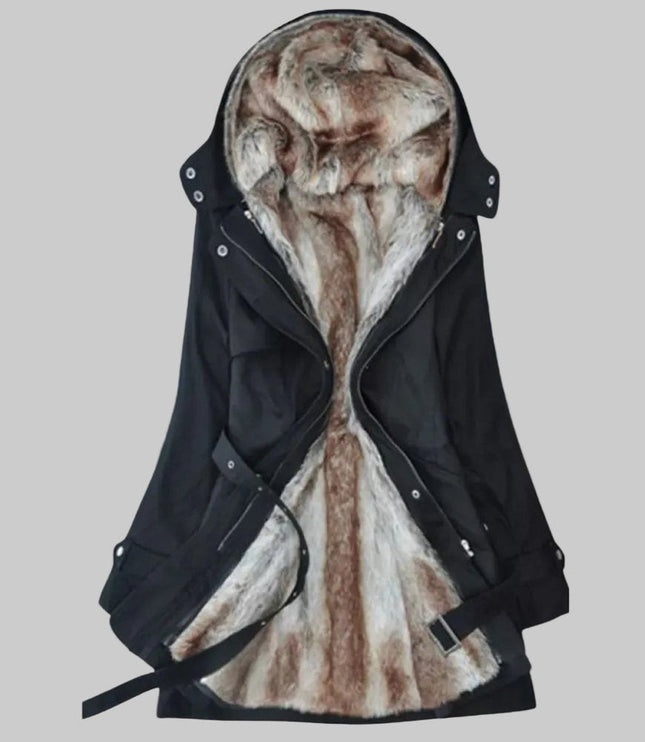 Women's Hooded Faux Fur Insulated Long Winter Parka Coat