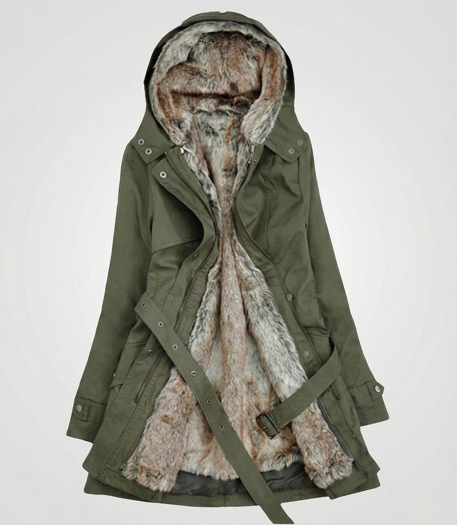 Women's Hooded Faux Fur Insulated Long Winter Parka Coat