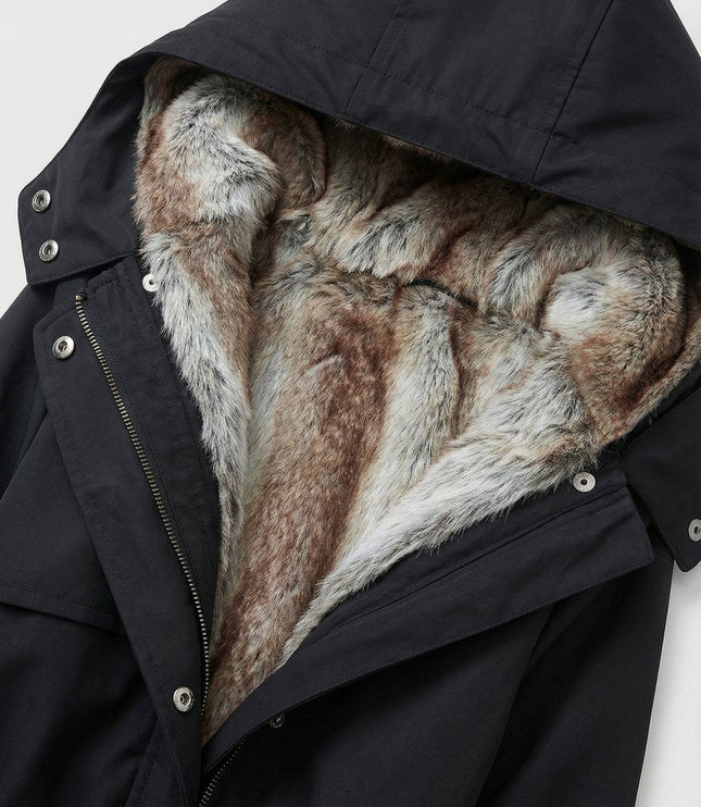 Women's Hooded Faux Fur Insulated Long Winter Parka Coat