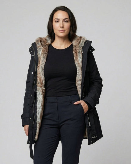 Women's Hooded Faux Fur Insulated Long Winter Parka Coat