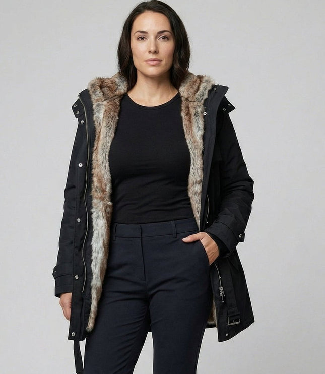 Women's Hooded Faux Fur Insulated Long Winter Parka Coat