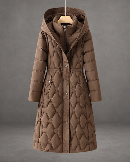 Women's Hooded Quilted Insulated Longline Down Coat