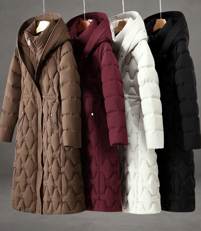 Women's Hooded Quilted Insulated Longline Down Coat