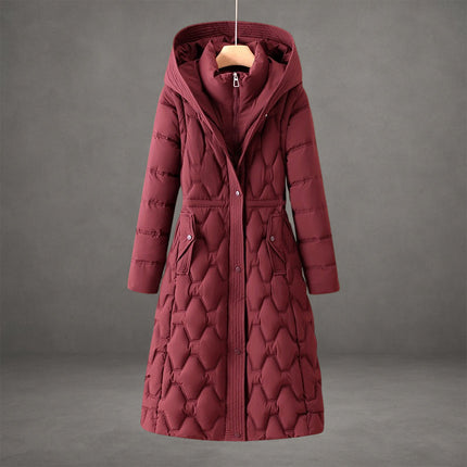 Women's Hooded Quilted Insulated Longline Down Coat