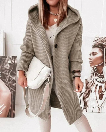 Women's Hooded Sweater Cardigan in Long Oversized Knit