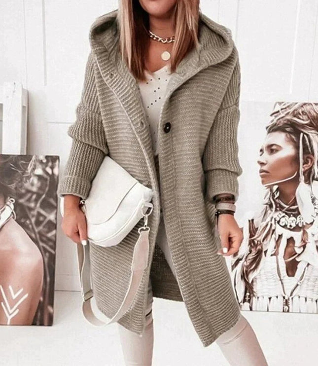 Women's Hooded Sweater Cardigan in Long Oversized Knit