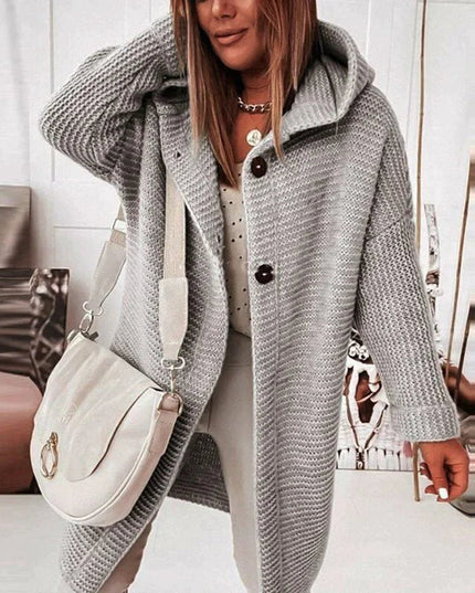Women's Hooded Sweater Cardigan in Long Oversized Knit
