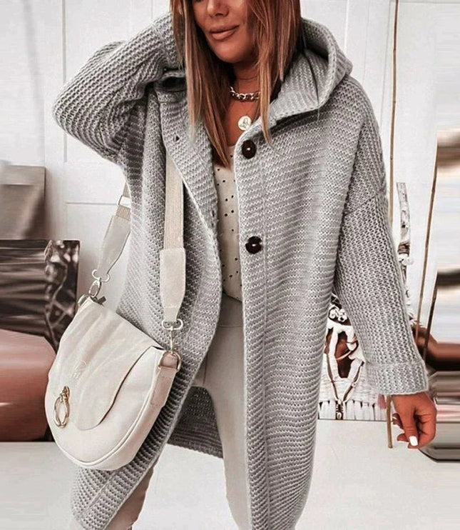 Women's Hooded Sweater Cardigan in Long Oversized Knit