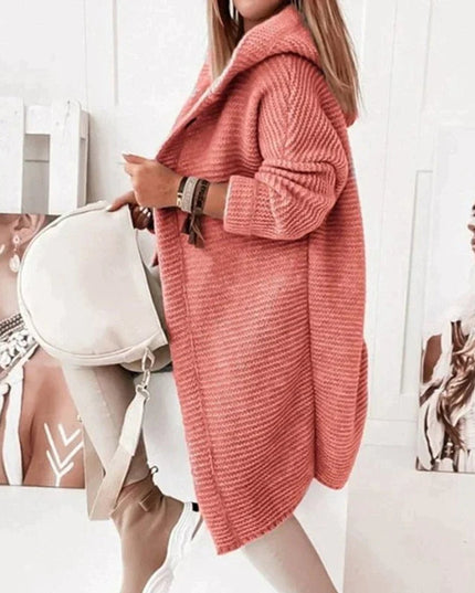 Women's Hooded Sweater Cardigan in Long Oversized Knit