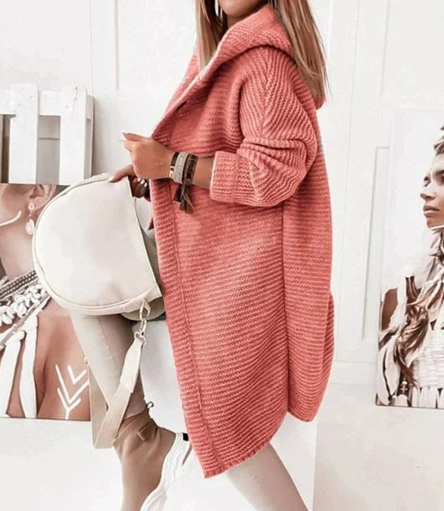 Women's Hooded Sweater Cardigan in Long Oversized Knit