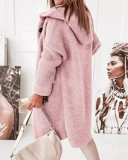 Women's Hooded Sweater Cardigan in Long Oversized Knit