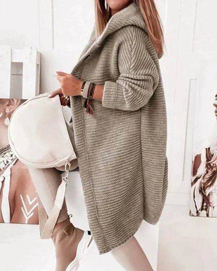 Women's Hooded Sweater Cardigan in Long Oversized Knit