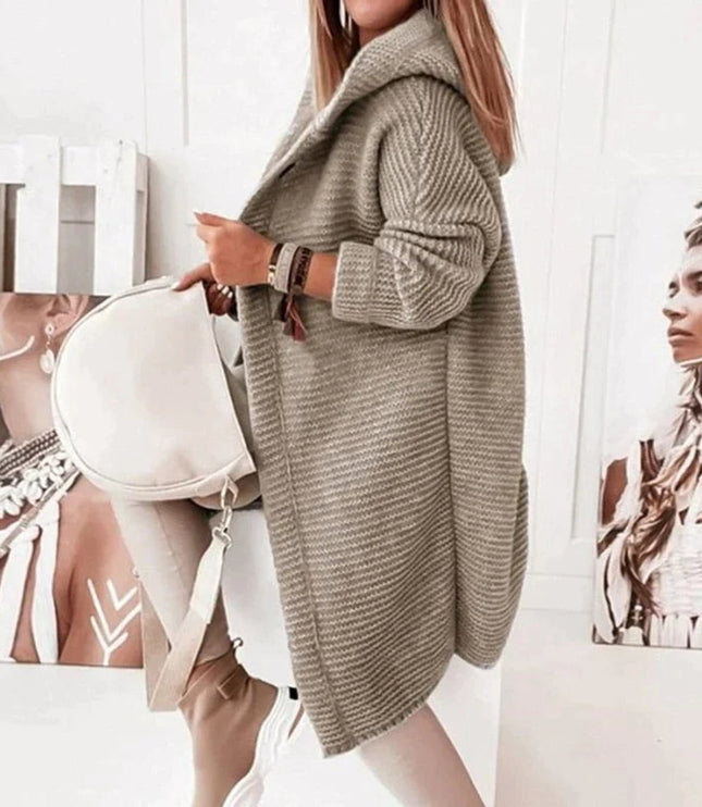 Women's Hooded Sweater Cardigan in Long Oversized Knit