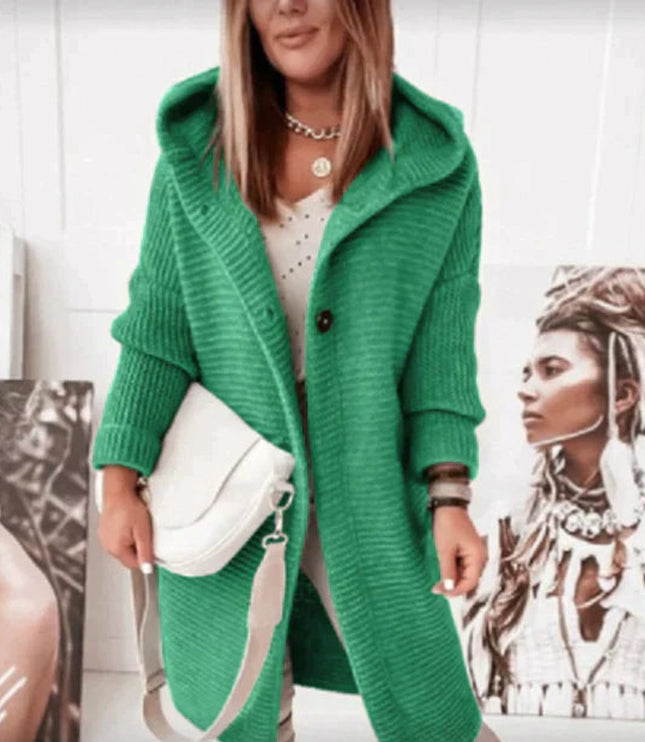 Women's Hooded Sweater Cardigan in Long Oversized Knit