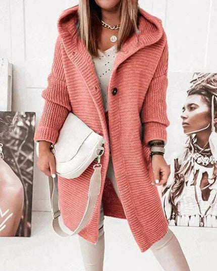 Women's Hooded Sweater Cardigan in Long Oversized Knit