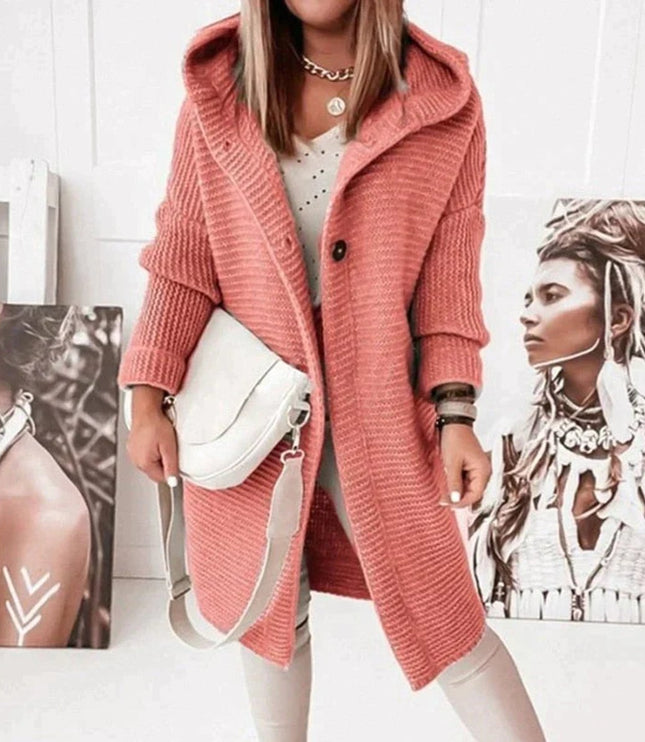 Women's Hooded Sweater Cardigan in Long Oversized Knit