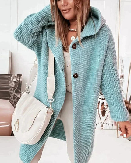 Women's Hooded Sweater Cardigan in Long Oversized Knit