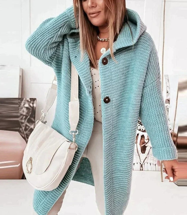 Women's Hooded Sweater Cardigan in Long Oversized Knit