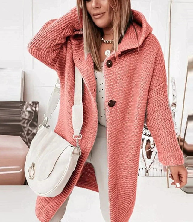 Women's Hooded Sweater Cardigan in Long Oversized Knit