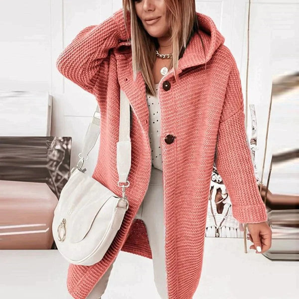 Women's Hooded Sweater Cardigan in Long Oversized Knit