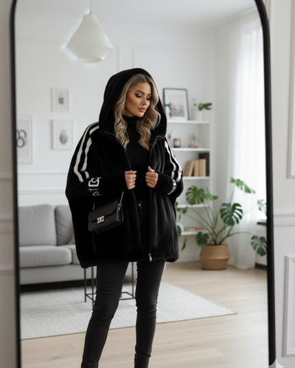 Women's Hooded Winter Coat, Oversized and Faux Fur Lined