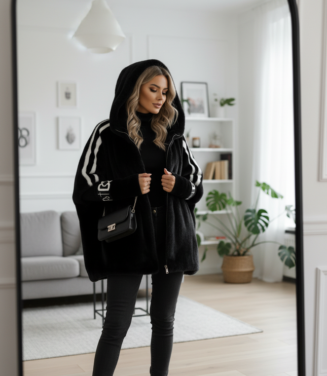 Women's Hooded Winter Coat, Oversized and Faux Fur Lined