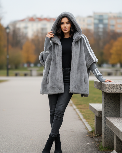 Women's Hooded Winter Coat, Oversized and Faux Fur Lined