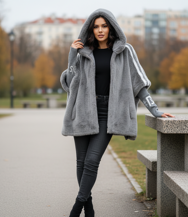 Women's Hooded Winter Coat, Oversized and Faux Fur Lined