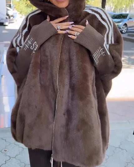 Women's Hooded Winter Coat, Oversized and Faux Fur Lined