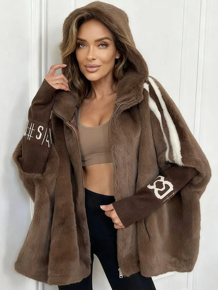 Women's Hooded Winter Coat, Oversized and Faux Fur Lined
