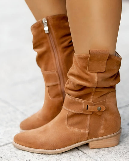 Women's Knee High Block Heel Slouchy Faux Suede Boots