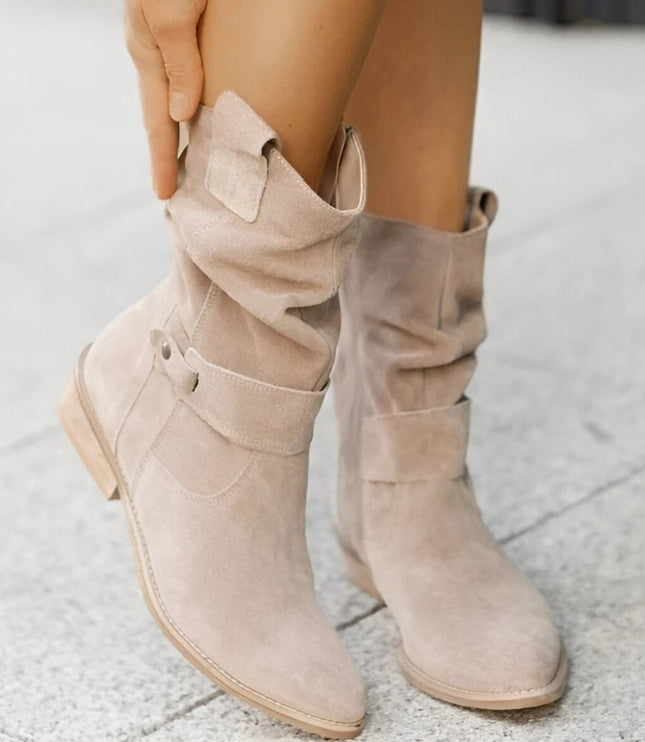 Women's Knee High Block Heel Slouchy Faux Suede Boots