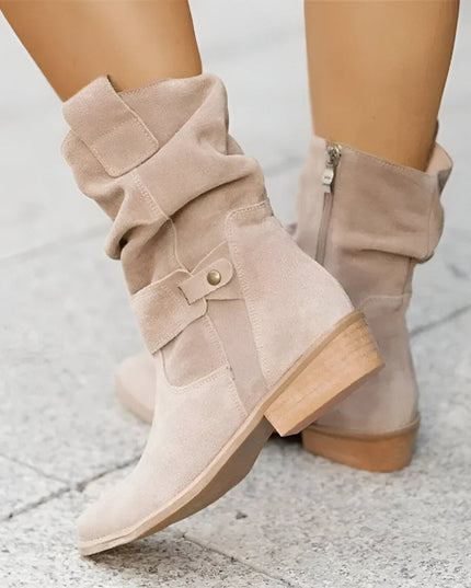 Women's Knee High Block Heel Slouchy Faux Suede Boots