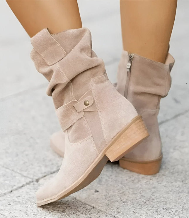 Women's Knee High Block Heel Slouchy Faux Suede Boots