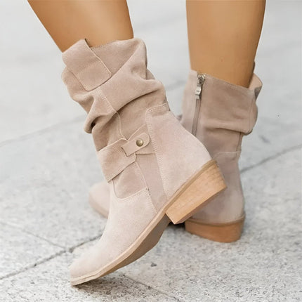 Women's Knee High Block Heel Slouchy Faux Suede Boots