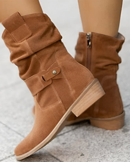 Women's Knee High Block Heel Slouchy Faux Suede Boots