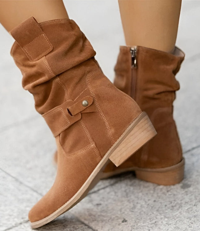 Women's Knee High Block Heel Slouchy Faux Suede Boots