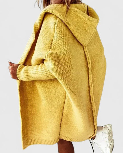 Women's Knit Duster Cardigan, Oversized Hooded Knee Length